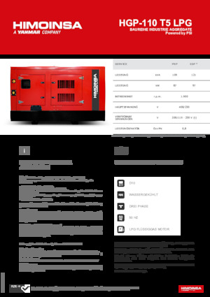 Benzines generátorok HIMOINSA HGP-110 T5 LPG