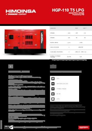 Benzines generátorok HIMOINSA HGP-110 T5 LPG