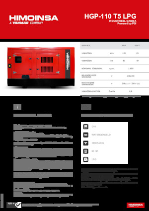 Benzines generátorok HIMOINSA HGP-110 T5 LPG