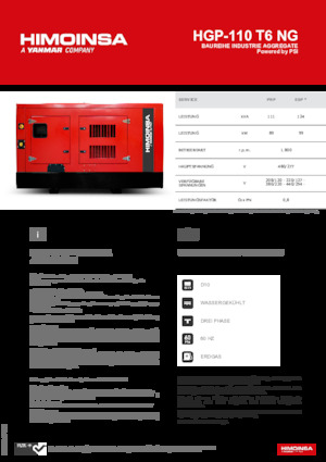 Benzines generátorok HIMOINSA HGP-110 T6 NG