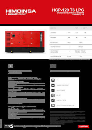 Benzines generátorok HIMOINSA HGP-120 T6 LPG