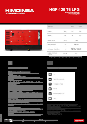 Benzines generátorok HIMOINSA HGP-120 T6 LPG