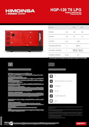 Benzines generátorok HIMOINSA HGP-120 T6 LPG