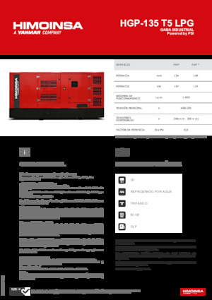 Benzines generátorok HIMOINSA HGP-135 T5 LPG