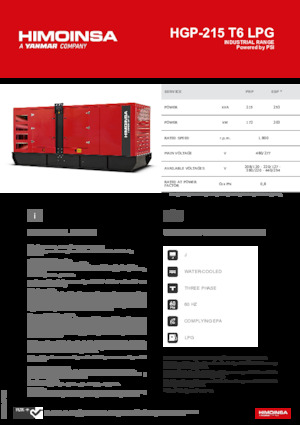 Benzines generátorok HIMOINSA HGP-215 T6 LPG
