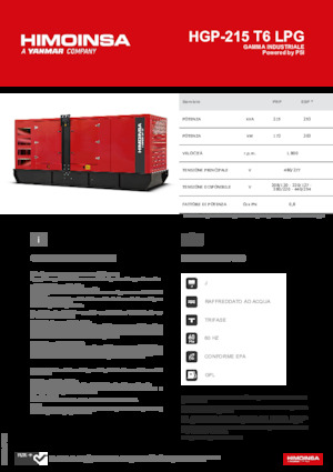Benzines generátorok HIMOINSA HGP-215 T6 LPG