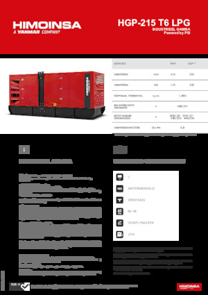 Benzines generátorok HIMOINSA HGP-215 T6 LPG