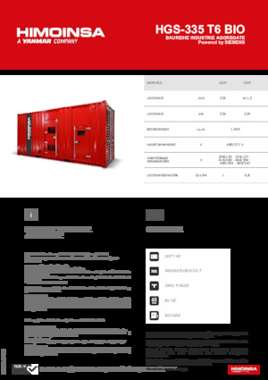 Benzines generátorok HIMOINSA HGS-335 T6 BIO