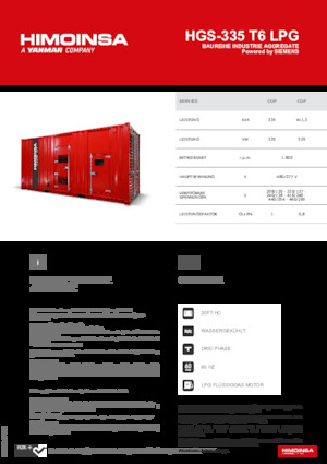Benzines generátorok HIMOINSA HGS-335 T6 LPG