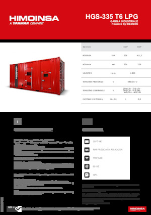 Benzines generátorok HIMOINSA HGS-335 T6 LPG