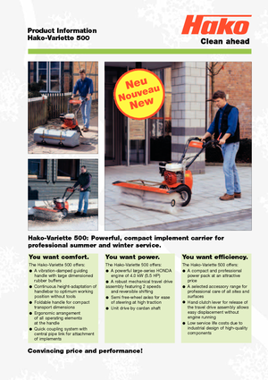 Kézi vezérlésű seprők Hako Variette 500