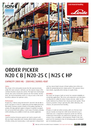 Horizontál kommisiózó targoncák Linde N25C HP 