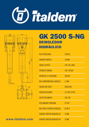 Hidraulikus törők Italdem GK 2500 S-NG