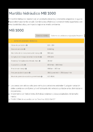 Hidraulikus törők Epiroc MB 1000