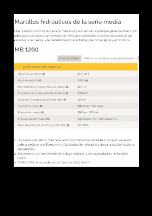 Hidraulikus törők Epiroc MB 1200