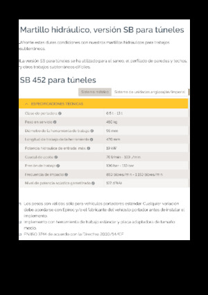 Hidraulikus törők Epiroc SB 452 T