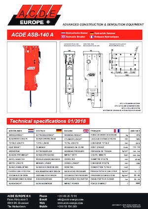 Hidraulikus törők ACDE ASB140A