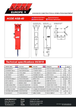 Hidraulikus törők ACDE ASB40