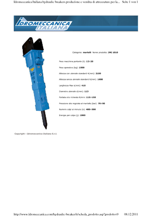 Hidraulikus törők Idromeccanica IMI 1010