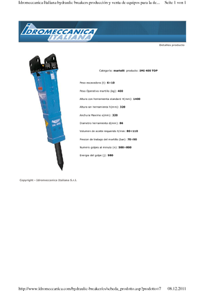 Hidraulikus törők Idromeccanica IMI 400 Top