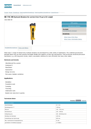 Hidraulikus törők Atlas Copco MB 1700
