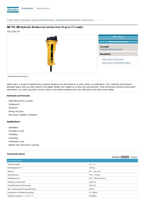 Hidraulikus törők Atlas Copco MB 750