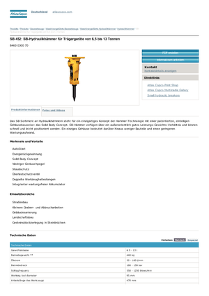 Hidraulikus törők Atlas Copco SB 452
