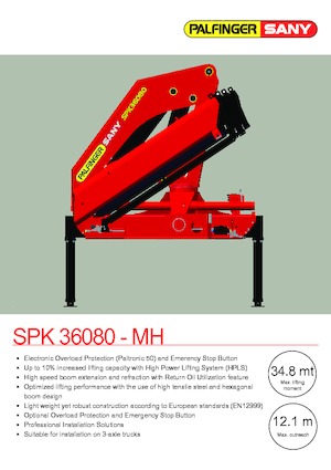 Hidraulikus rakodódaruk Sany SPK 36080 A
