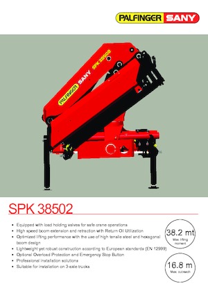 Hidraulikus rakodódaruk Sany SPK 38502 E