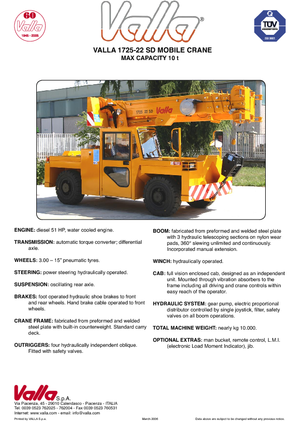 Ipari mobildaruk Valla 1725-22 SD