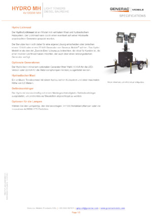 Világítóárbocok Generac Mobile Hydro MH
