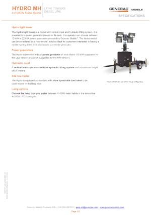 Világítóárbocok Generac Mobile Hydro MH