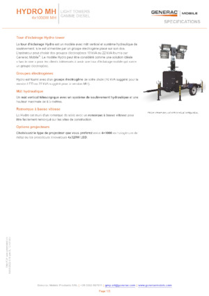 Világítóárbocok Generac Mobile Hydro MH
