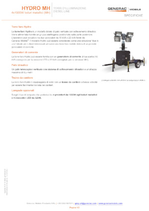 Világítóárbocok Generac Mobile Hydro MH