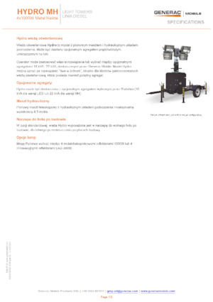 Világítóárbocok Generac Mobile Hydro MH