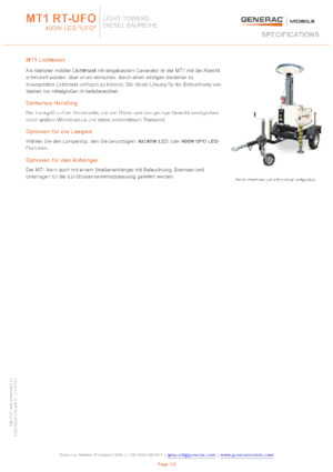 Világítóárbocok Generac Mobile MT 1 RF-UFO
