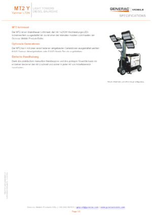 Világítóárbocok Generac Mobile MT 2 Y