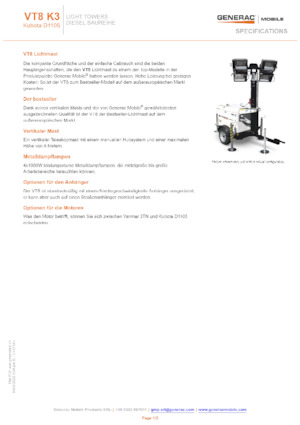 Világítóárbocok Generac Mobile VT 8 K3