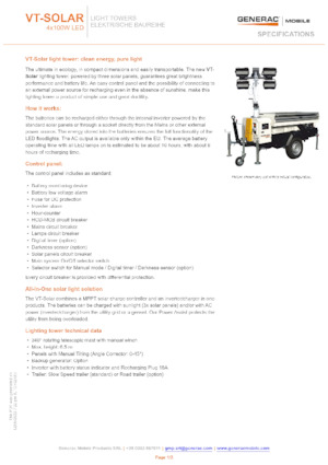 Világítóárbocok Generac Mobile VT-Solar