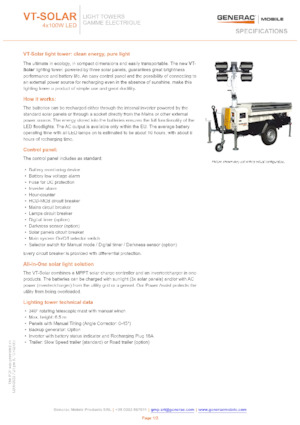 Világítóárbocok Generac Mobile VT-Solar