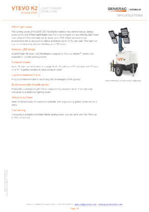 Világítóárbocok Generac Mobile VTevo K2