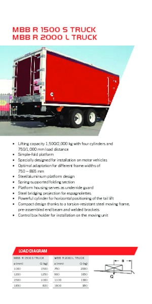 Rakodóplatformok MBB Palfinger MBB R 2000 L TRUCK