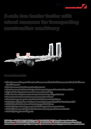 Alacsonypadlós pótkocsik Schwarzmüller 3-axle low loader trailer with wheel recesses for transporting construction machinery