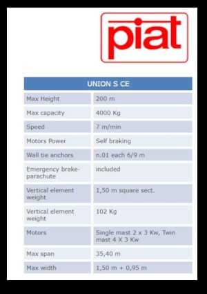 Mászógépes munkaállványok Piat UNION S CE