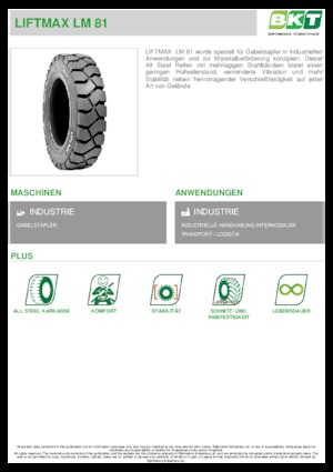 Anyagmozgató gép abroncsok BKT LIFTMAX LM 81 6.00 R 9