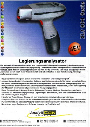 Fémanalizátorok Niton XLt 800