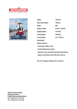 Minikotrók Takeuchi TB 014 A