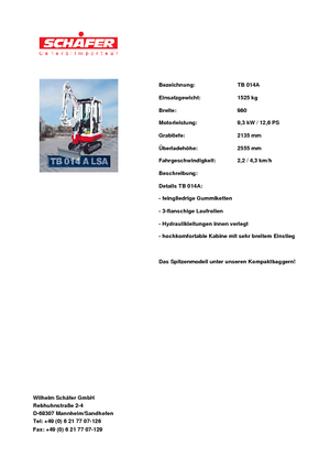 Minikotrók Takeuchi TB 014 A