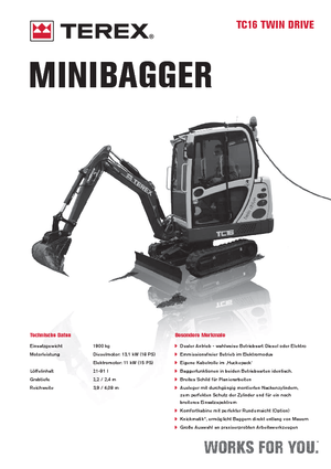 Minikotrók Terex TC 16 Twindrive