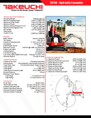 Minikotrók Takeuchi TB 108 Hybrid